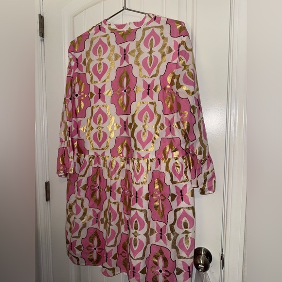 Jude Connally Pink and Gold Patterned Midi Dress - Picture 10 of 11